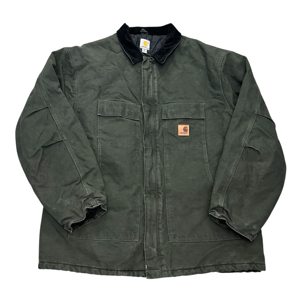 🔥🔥 CARHARTT Vintage Moss Green Heavyweight Duck Chore Jacket 3XLT - EUC